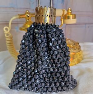 Vintage Black Bead Flapper Purse